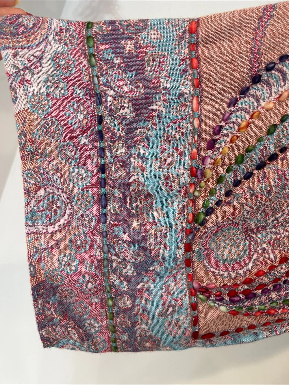 RAJ Boho Lavender & Peach Floral Embroidered Kimono duster rayon one size - Picture 2 of 13